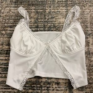 Open Front Lace Crop Top